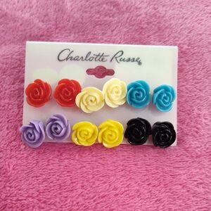 Charlotte Russe Colorful Rose Earrings Set